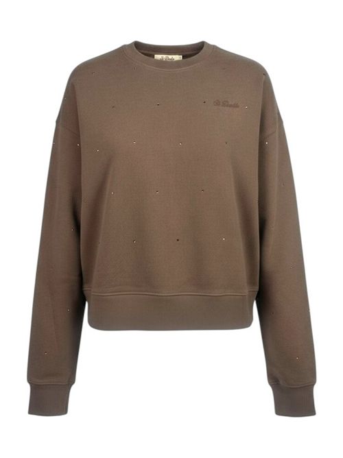 felpa donna marrone con strass MC2 Saint Barth | CASEY W ALL OVER STRASSSB 18